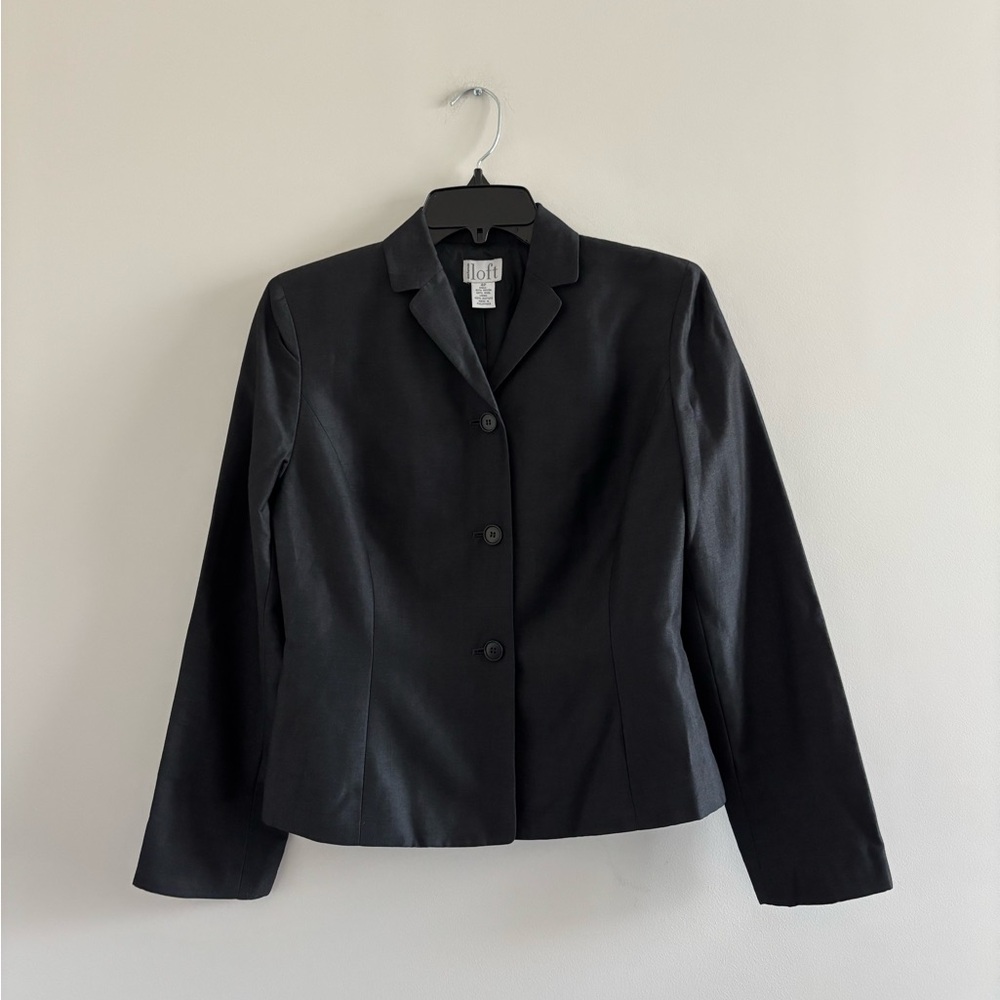 90s VTG Ann Taylor LOFT Blazer Wool Blend Black 3 Button Women 4P Career Office
